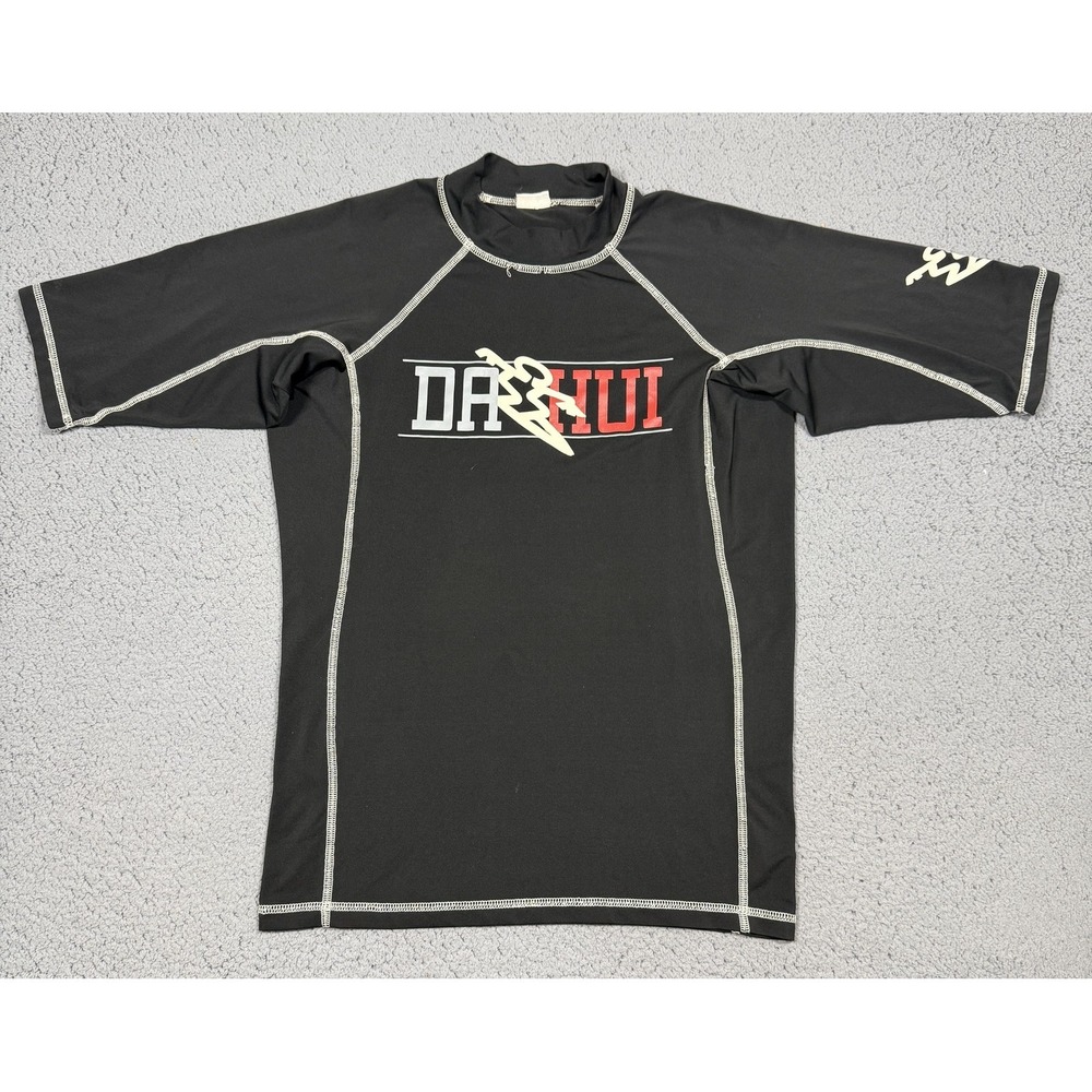 Da Hui Rashguard Shirt Mens Medium Black Short Sleeve Raglan Surf Athletic Top